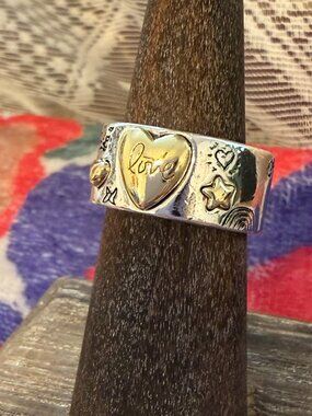Sundance Mixed Metal Love Heart Wide Band 6